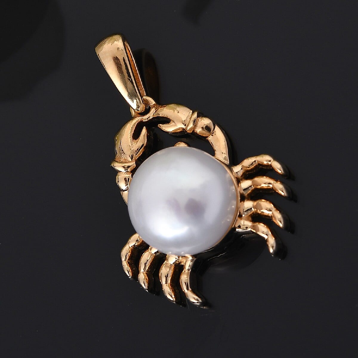 Fresh Water Pearl Crab Pendant in 14K Gold Overlay Sterling Silver