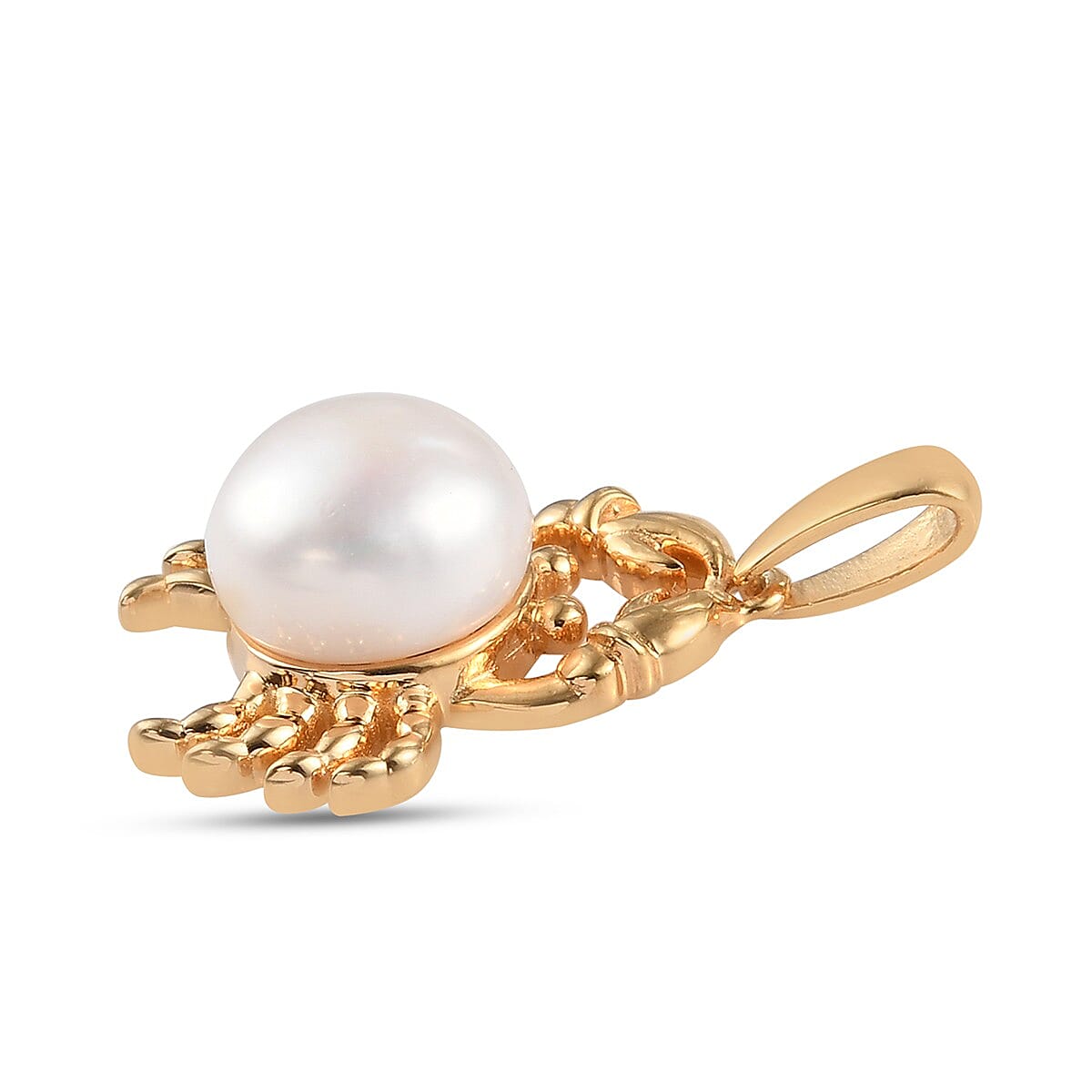 Fresh Water Pearl Crab Pendant in 14K Gold Overlay Sterling Silver