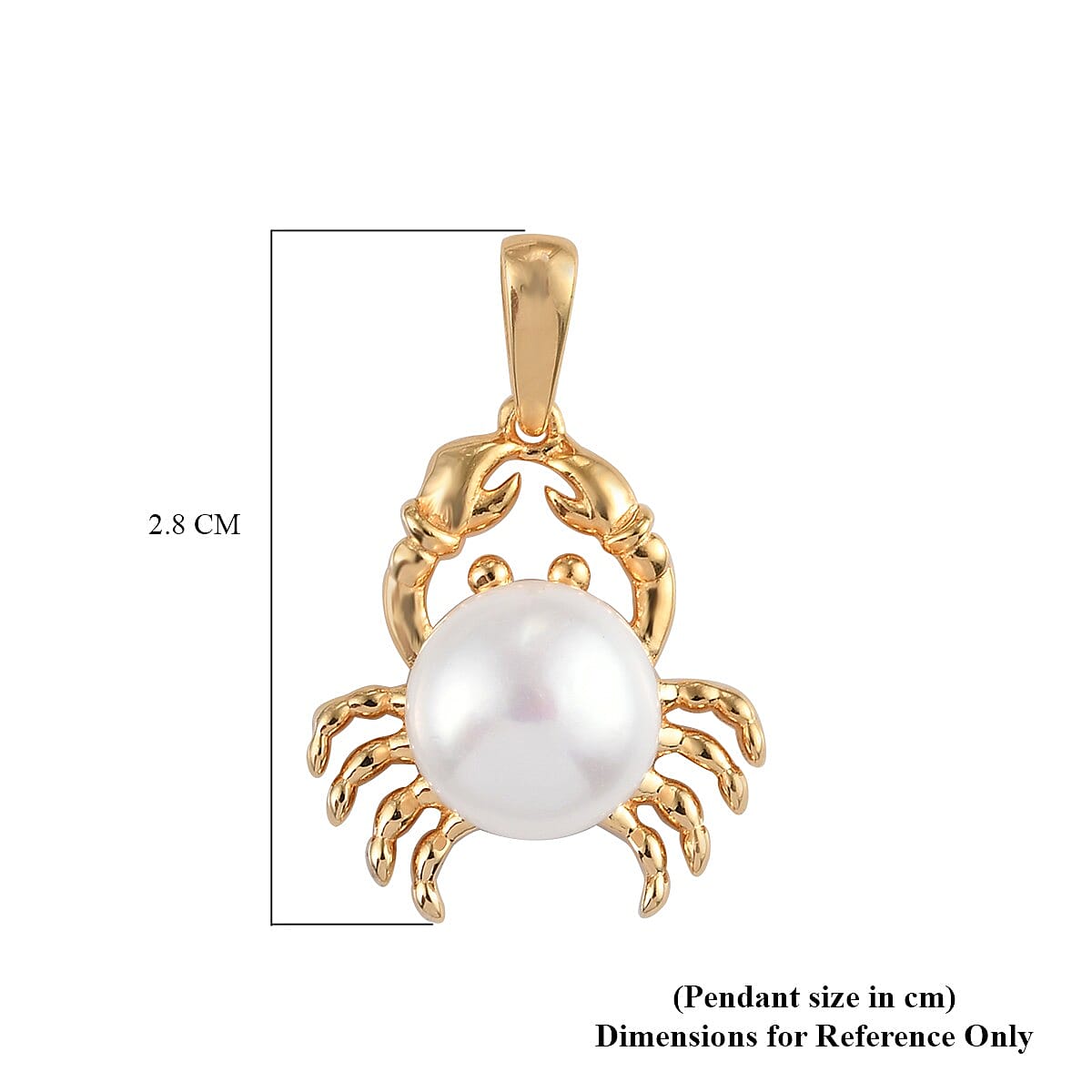 Fresh Water Pearl Crab Pendant in 14K Gold Overlay Sterling Silver