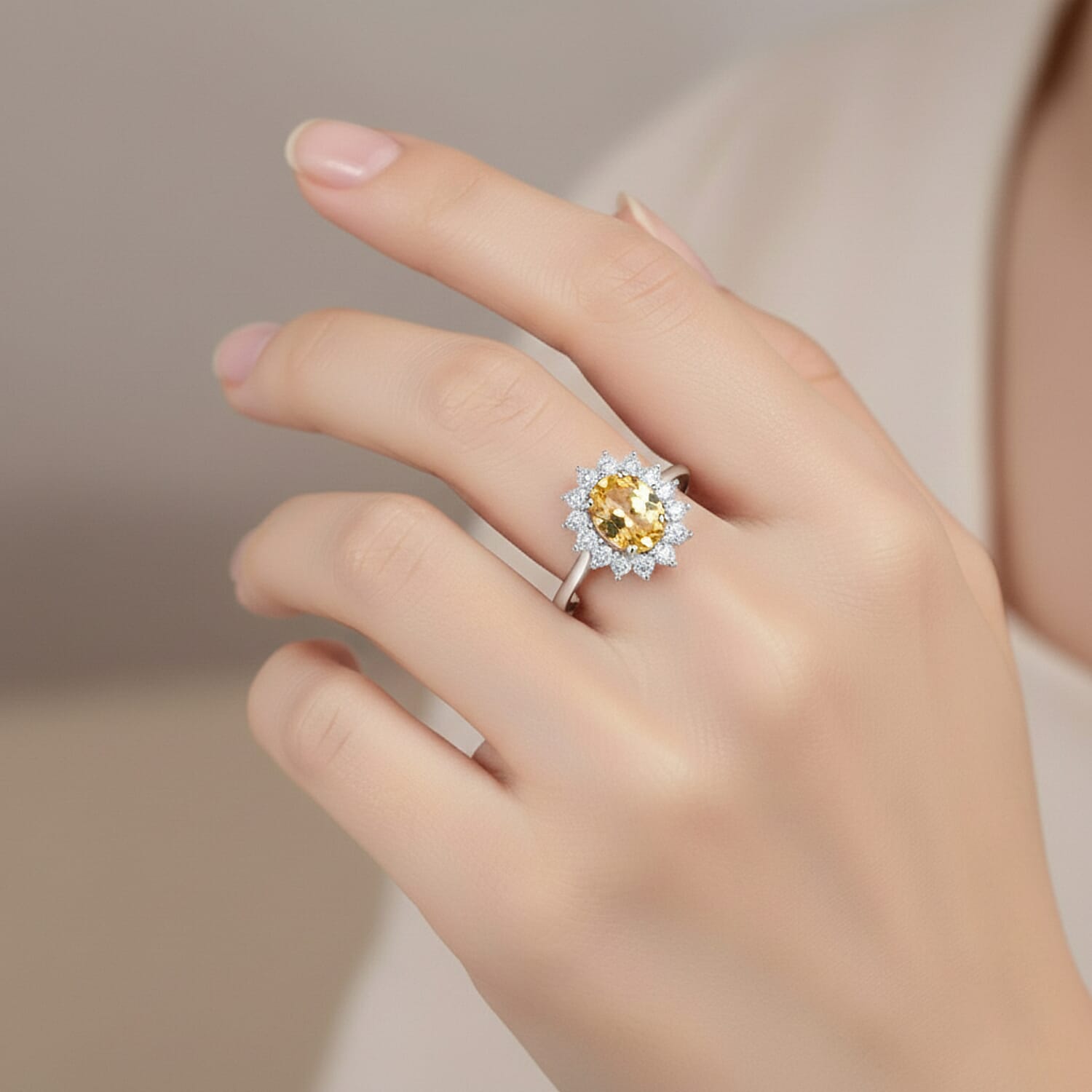 Princess Diana Inspired Halo Ring in Sterling Silver