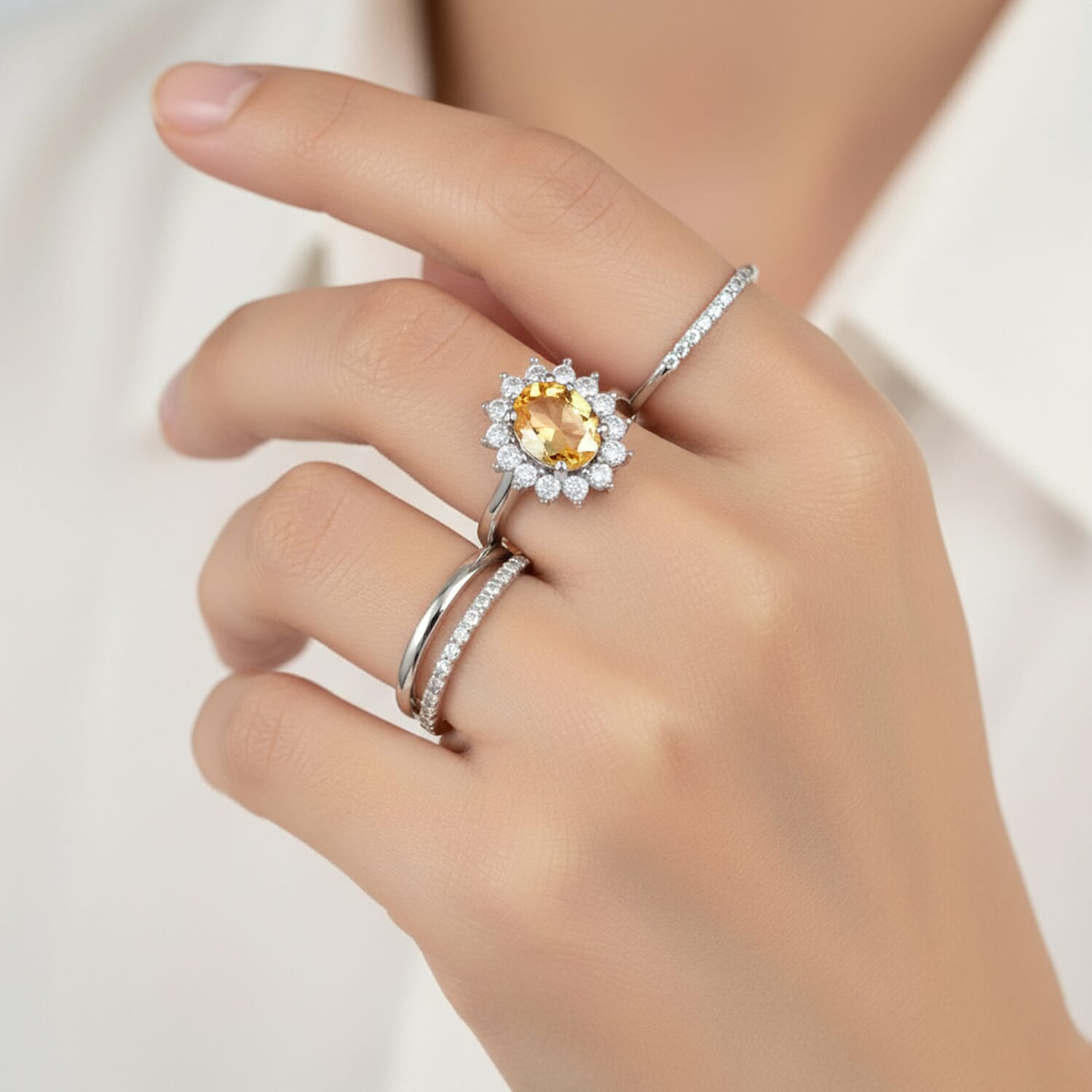 Princess Diana Inspired Halo Ring in Sterling Silver