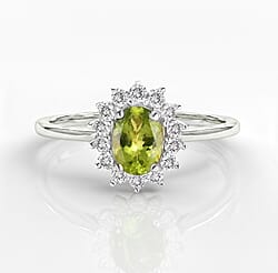 Designer Inspired Birthstone Halo Ring in Sterling Silver