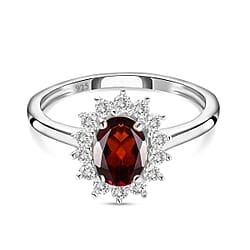 Designer Inspired Birthstone Halo Ring in Sterling Silver
