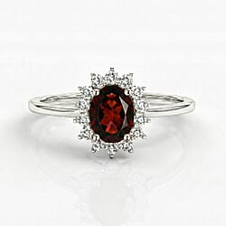 Designer Inspired Birthstone Halo Ring in Sterling Silver