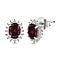 Red Garnet and Natural Cambodian Zircon Halo Earrings in Platinum Plated Sterling Silver