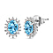 2.29 Carat Sky Blue Topaz and Zircon Halo Stud Earrings in Platinum Plated Sterling Silver