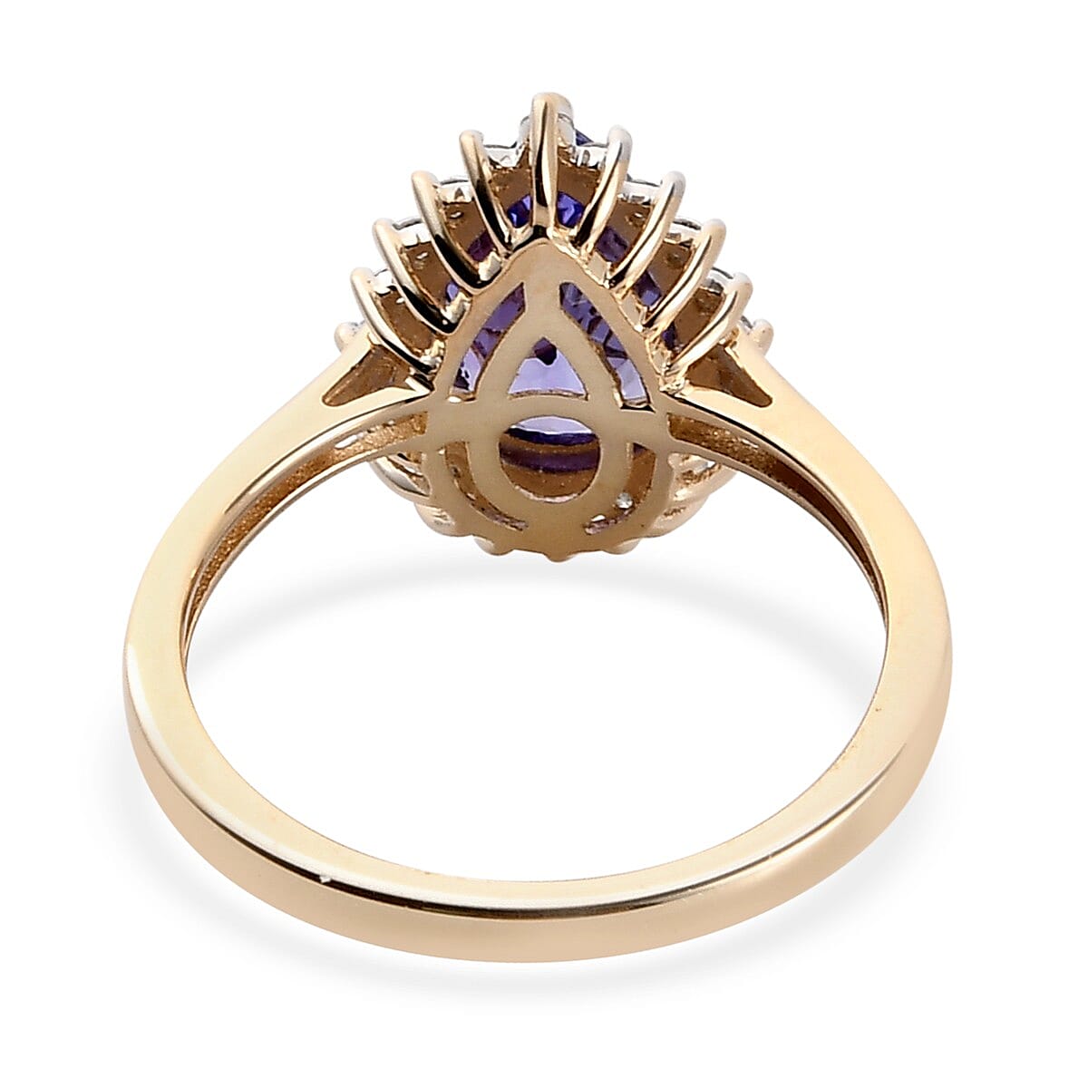 Elite Collection- 9K Yellow Gold Tanzanite and Diamond Halo Ring 2.10 Ct.