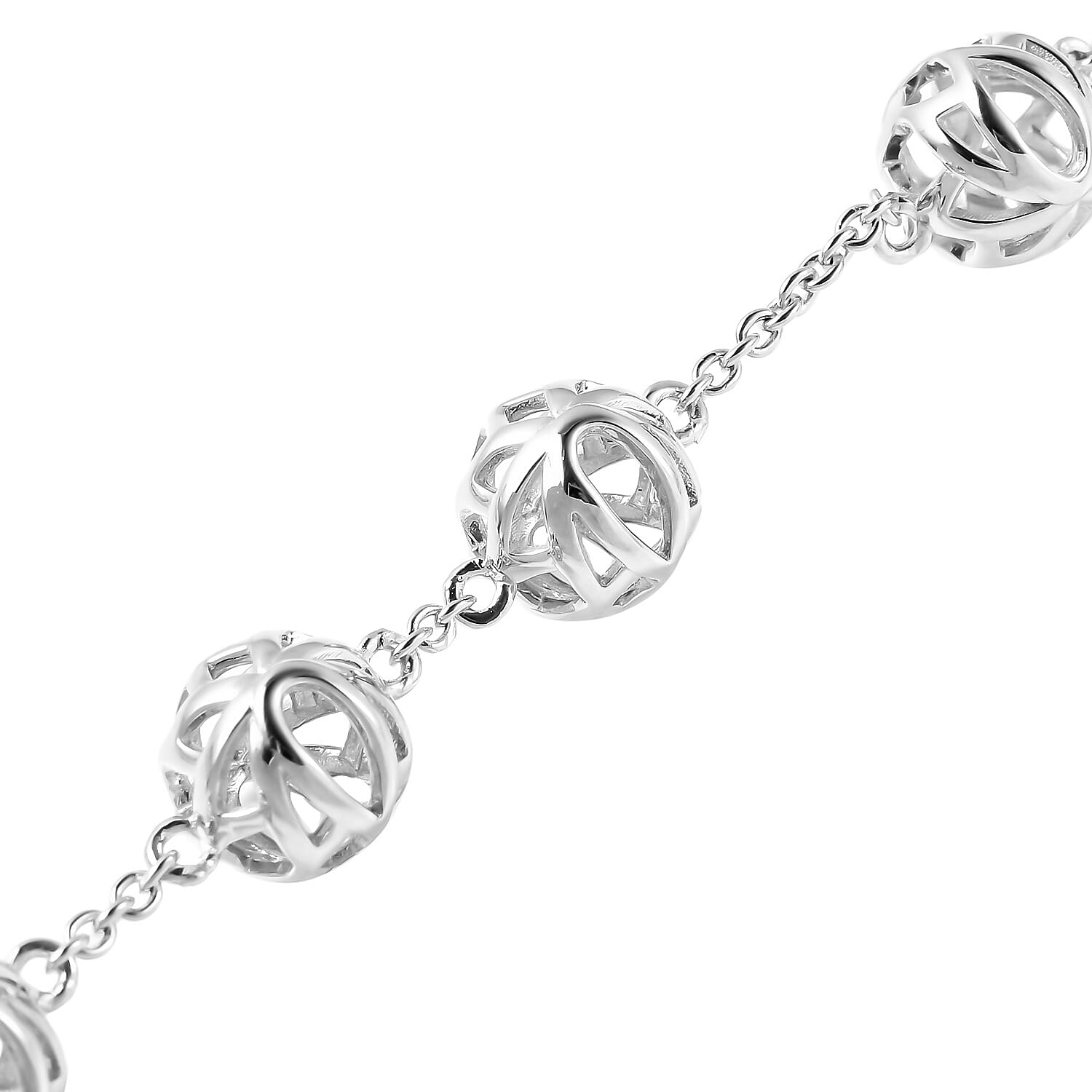 RACHEL GALLEY Lotus Globe Collection - Rhodium Overlay Sterling Silver Adjustable Bracelet (Size - 7/7.5/8)