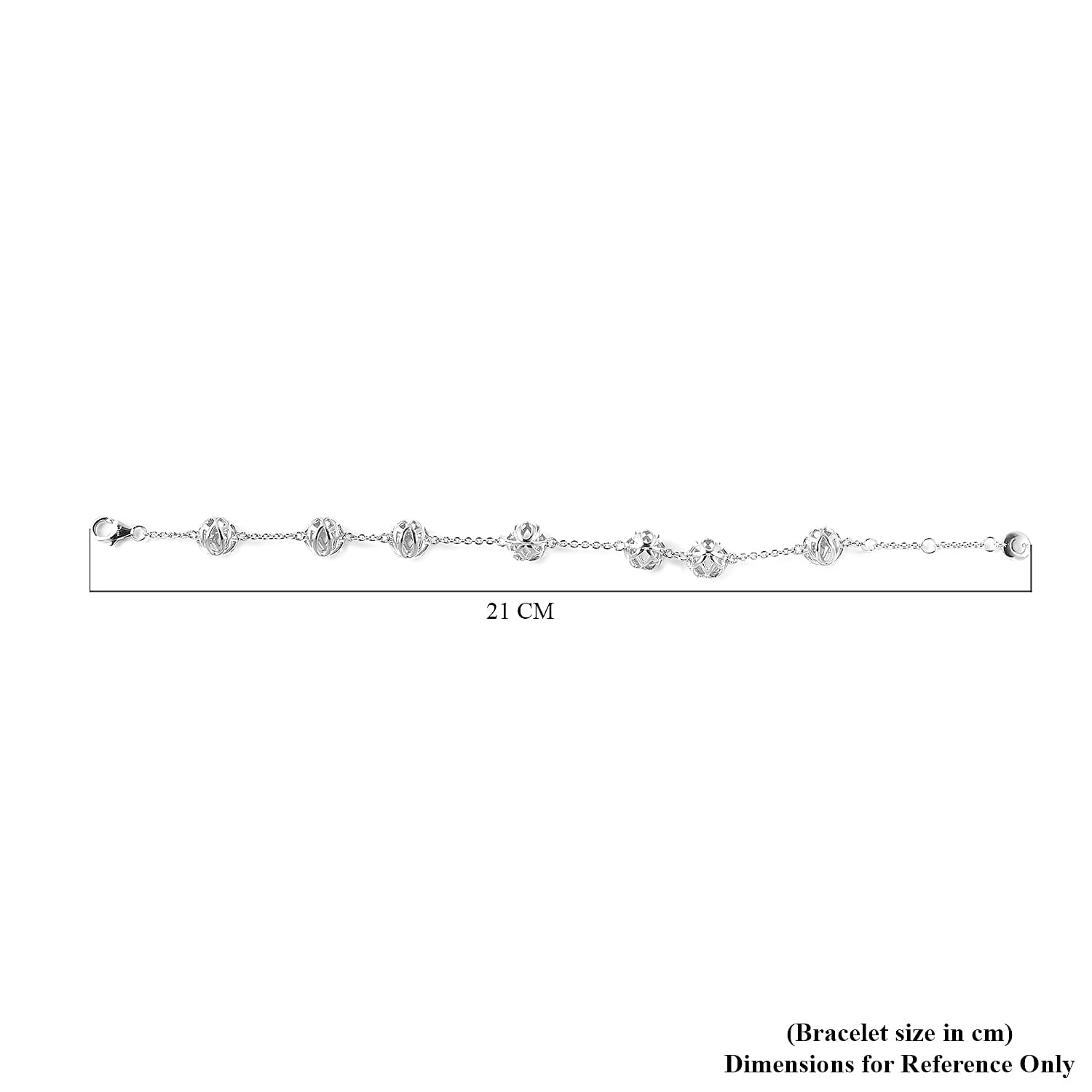 RACHEL GALLEY Lotus Globe Collection - Rhodium Overlay Sterling Silver Adjustable Bracelet (Size - 7/7.5/8)