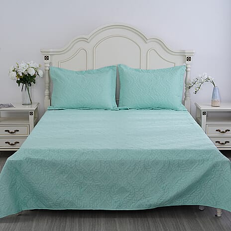 Pinsonic Quilt (Size King) and 2 Pillow Case - Mint Colour