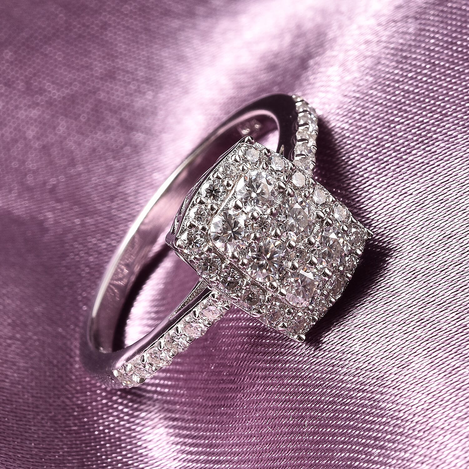 Moissanite Ring in Rhodium Overlay Sterling Silver