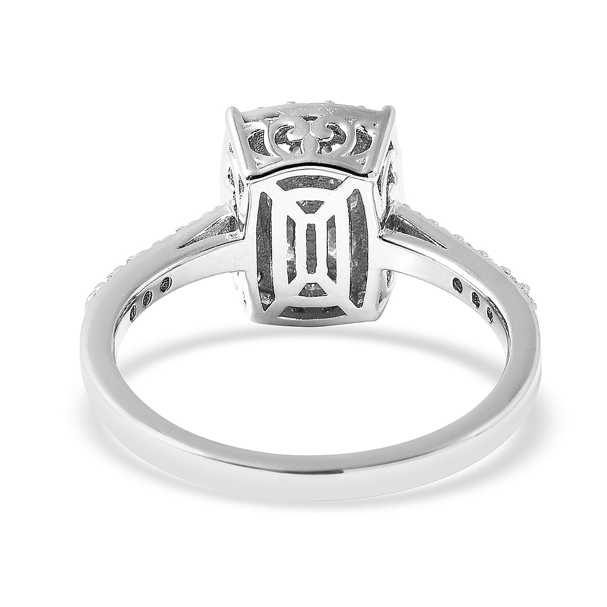 Moissanite Ring in Rhodium Overlay Sterling Silver