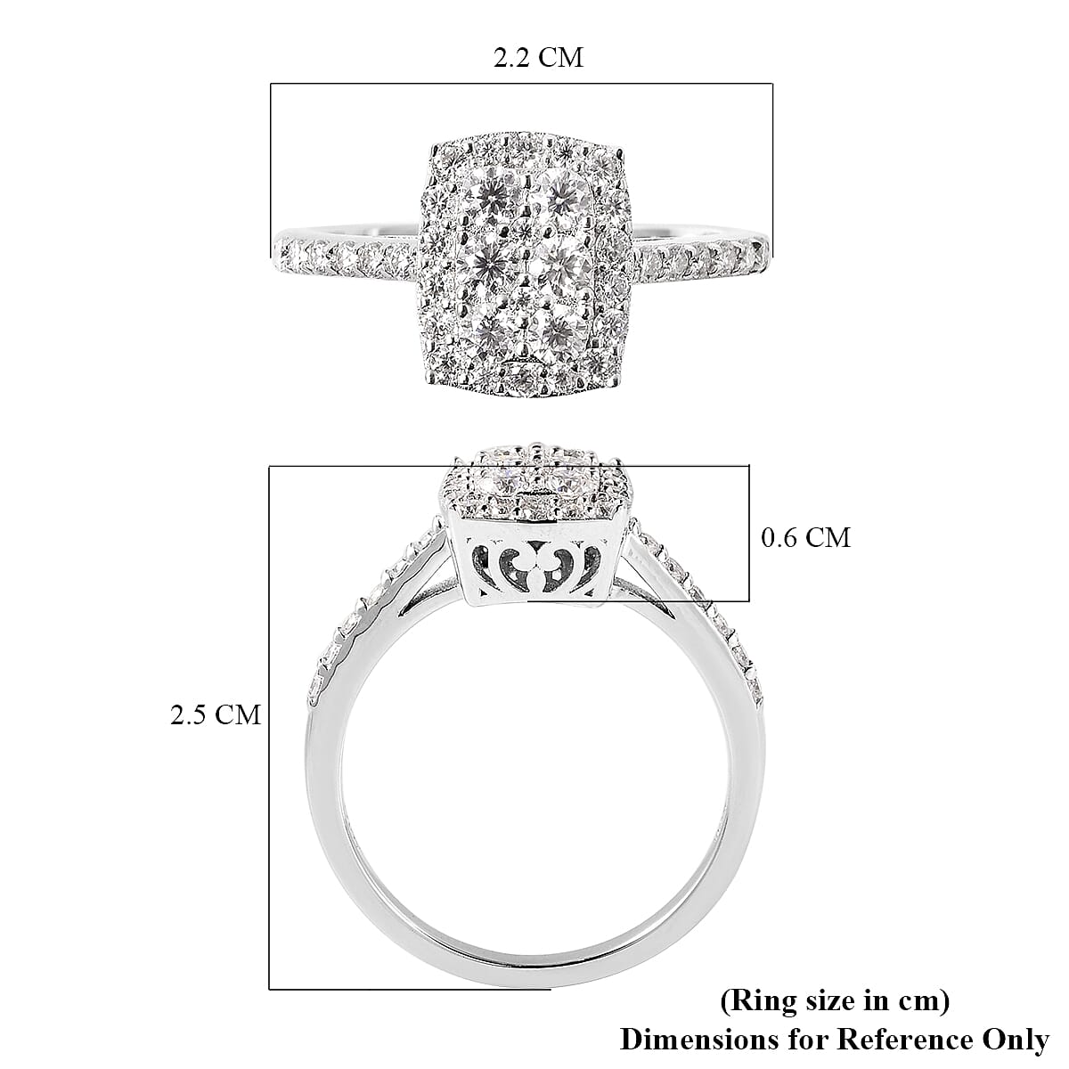 Moissanite Ring in Rhodium Overlay Sterling Silver