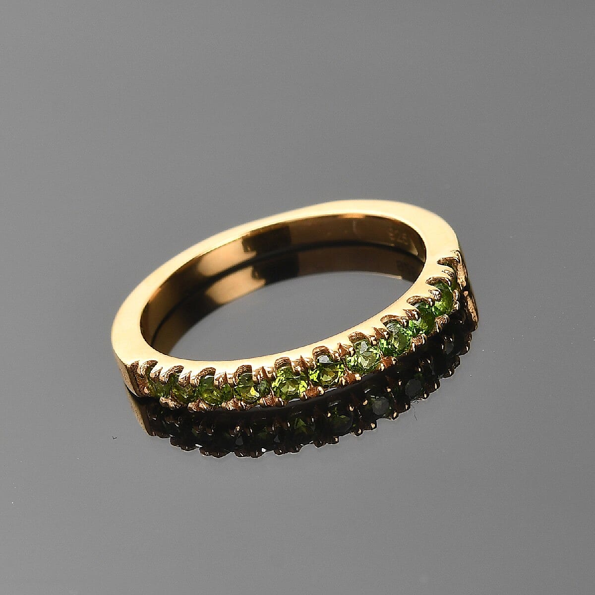 Chrome Diopside, Tanzanite and Multi Gemstones Ring in 14K Gold Overlay Sterling Silver