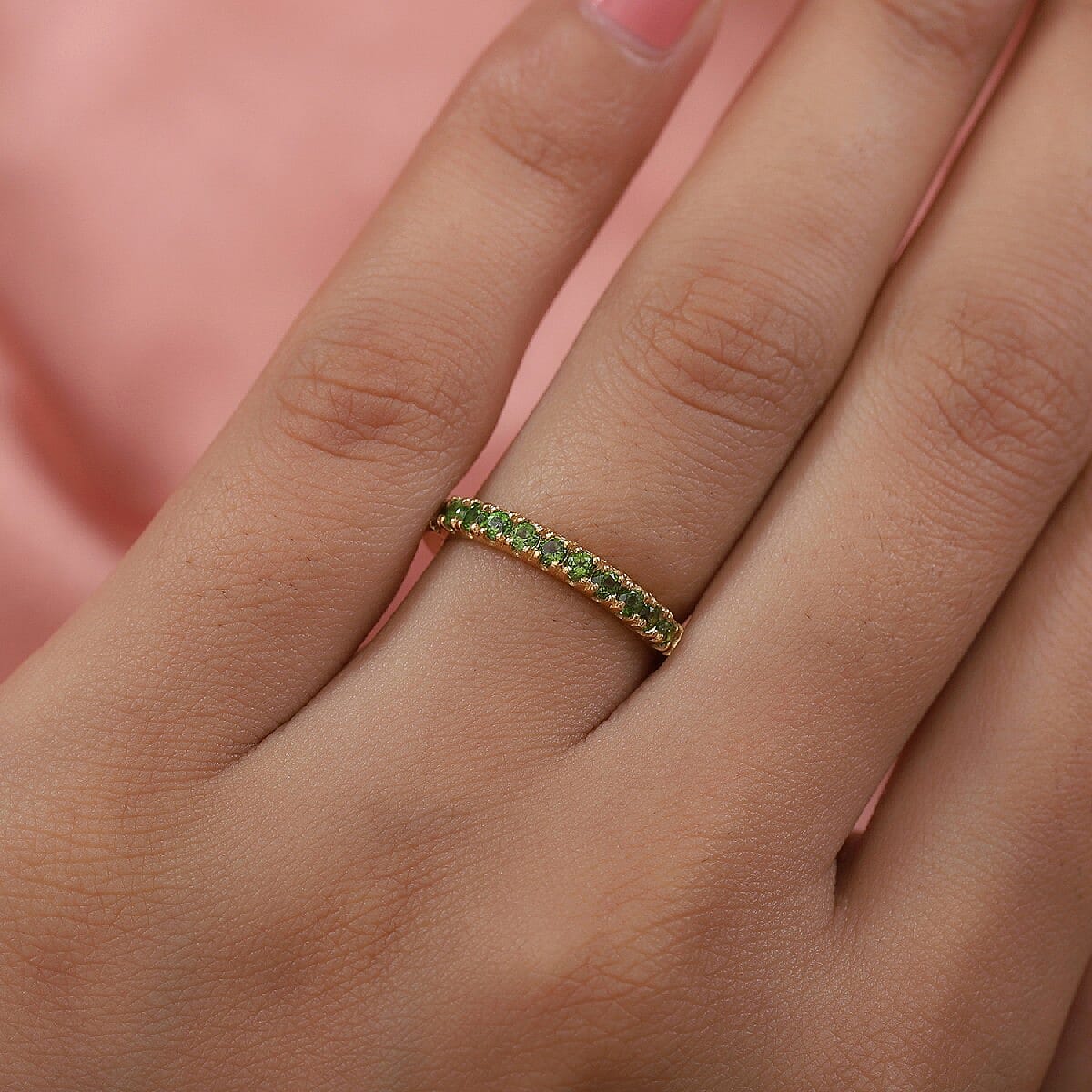 Chrome Diopside, Tanzanite and Multi Gemstones Ring in 14K Gold Overlay Sterling Silver