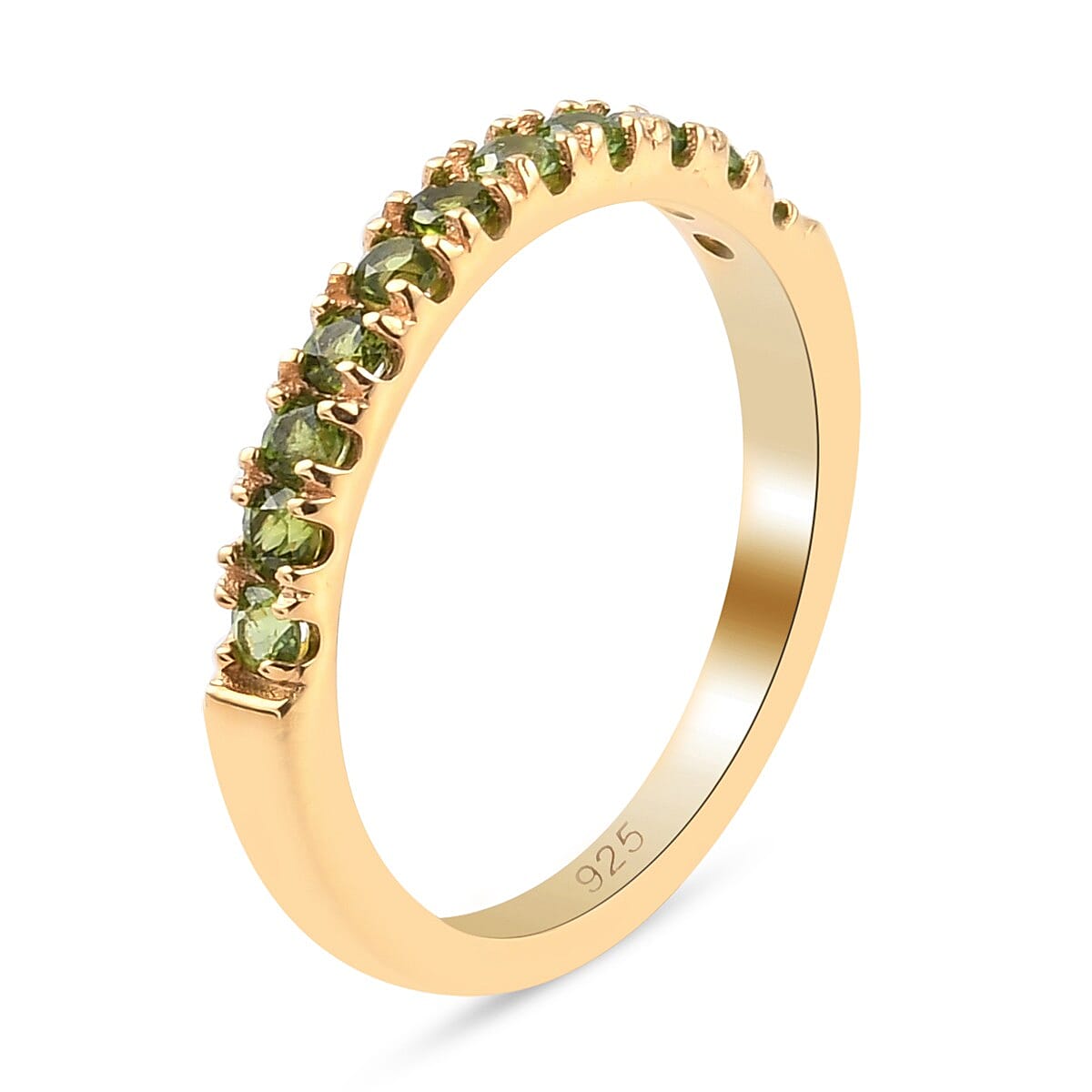 Chrome Diopside, Tanzanite and Multi Gemstones Ring in 14K Gold Overlay Sterling Silver