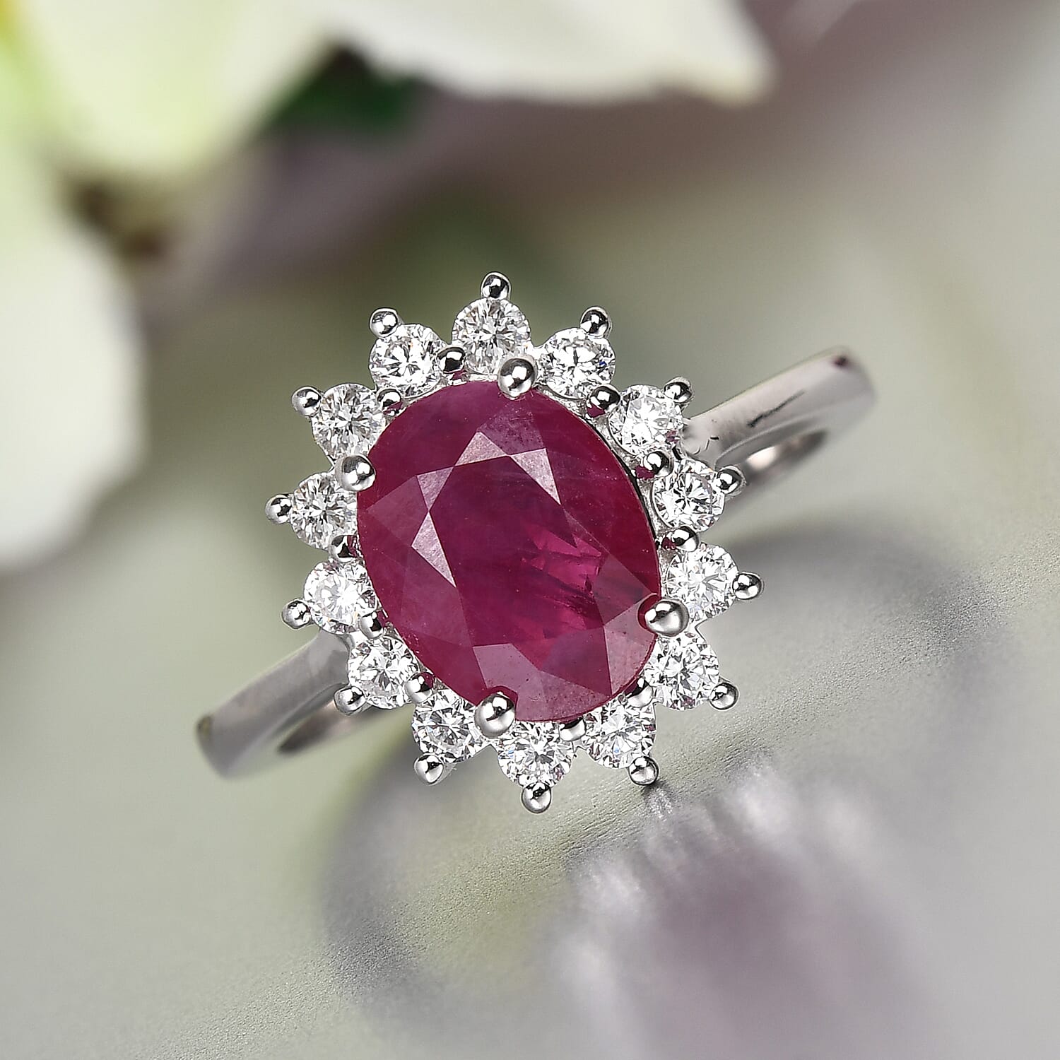 RHAPSODY 950 Platinum AAAA Loupe Clean Chanthaburi Yellow Sapphire and Diamond (VS-E-F) Ring 3.05 Ct, Platinum Wt. 5.95 Gms