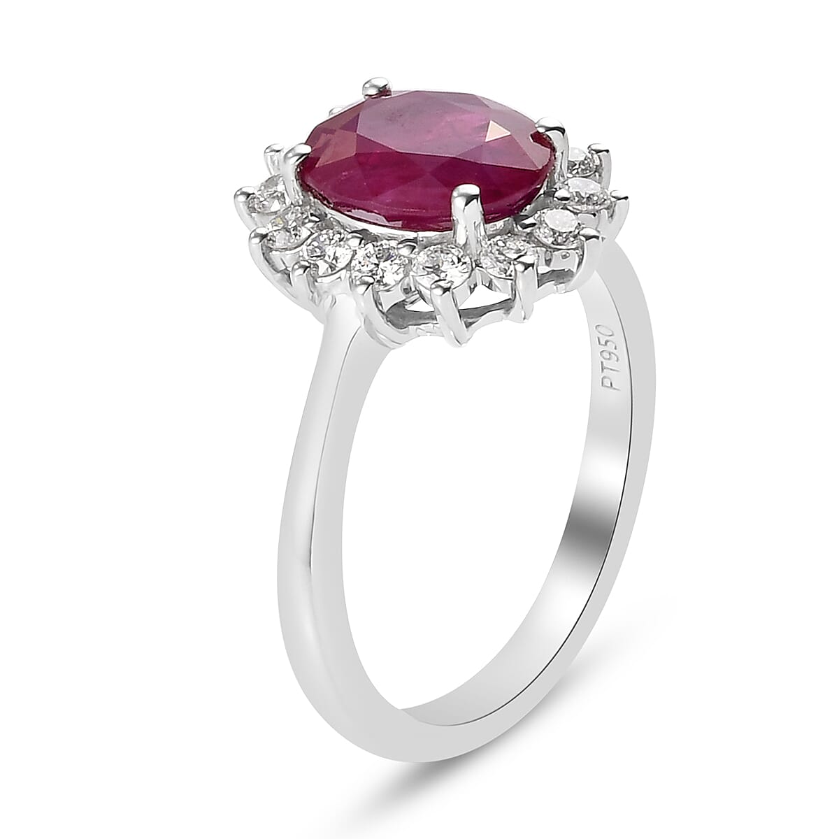 RHAPSODY 950 Platinum AAAA Loupe Clean Chanthaburi Yellow Sapphire and Diamond (VS-E-F) Ring 3.05 Ct, Platinum Wt. 5.95 Gms