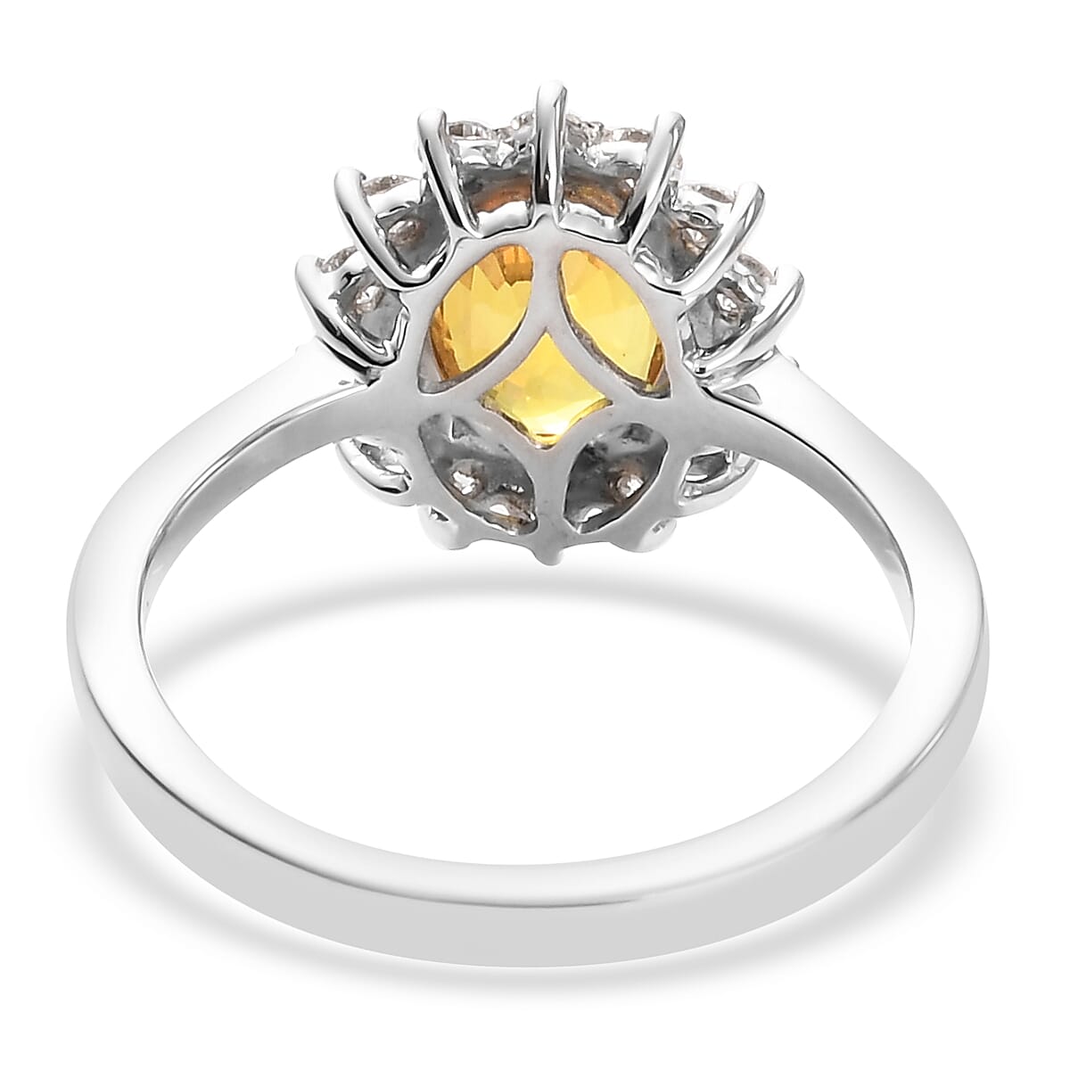 RHAPSODY 950 Platinum AAAA Loupe Clean Chanthaburi Yellow Sapphire and Diamond (VS-E-F) Ring 3.05 Ct, Platinum Wt. 5.95 Gms