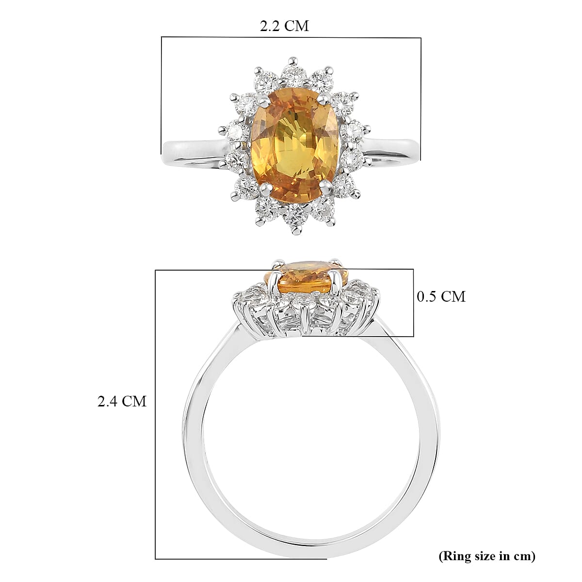 RHAPSODY 950 Platinum AAAA Loupe Clean Chanthaburi Yellow Sapphire and Diamond (VS-E-F) Ring 3.05 Ct, Platinum Wt. 5.95 Gms