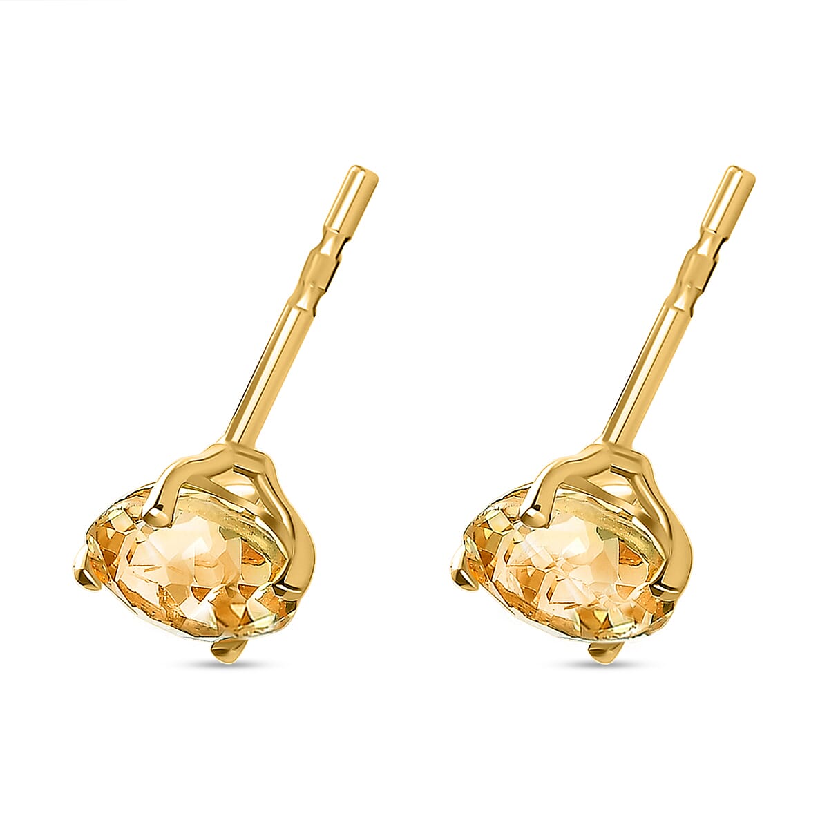 Citrine Stud Earrings in 18K Yellow Gold Vermeil Plated Sterling Silver 1.56 Ct.