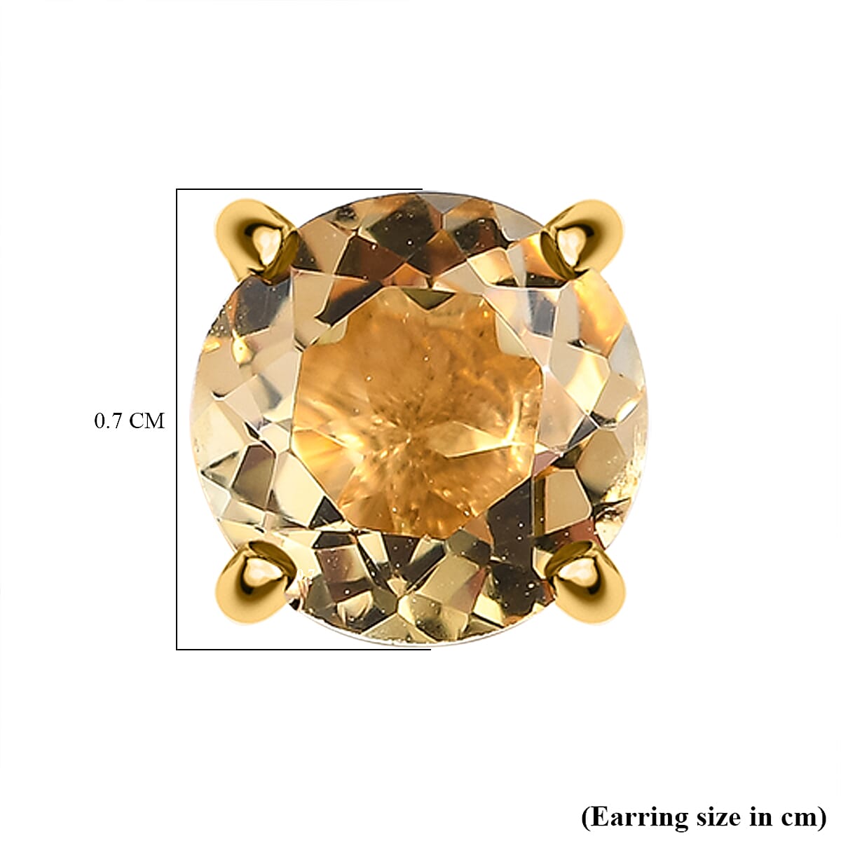 Citrine Stud Earrings in 18K Yellow Gold Vermeil Plated Sterling Silver 1.56 Ct.