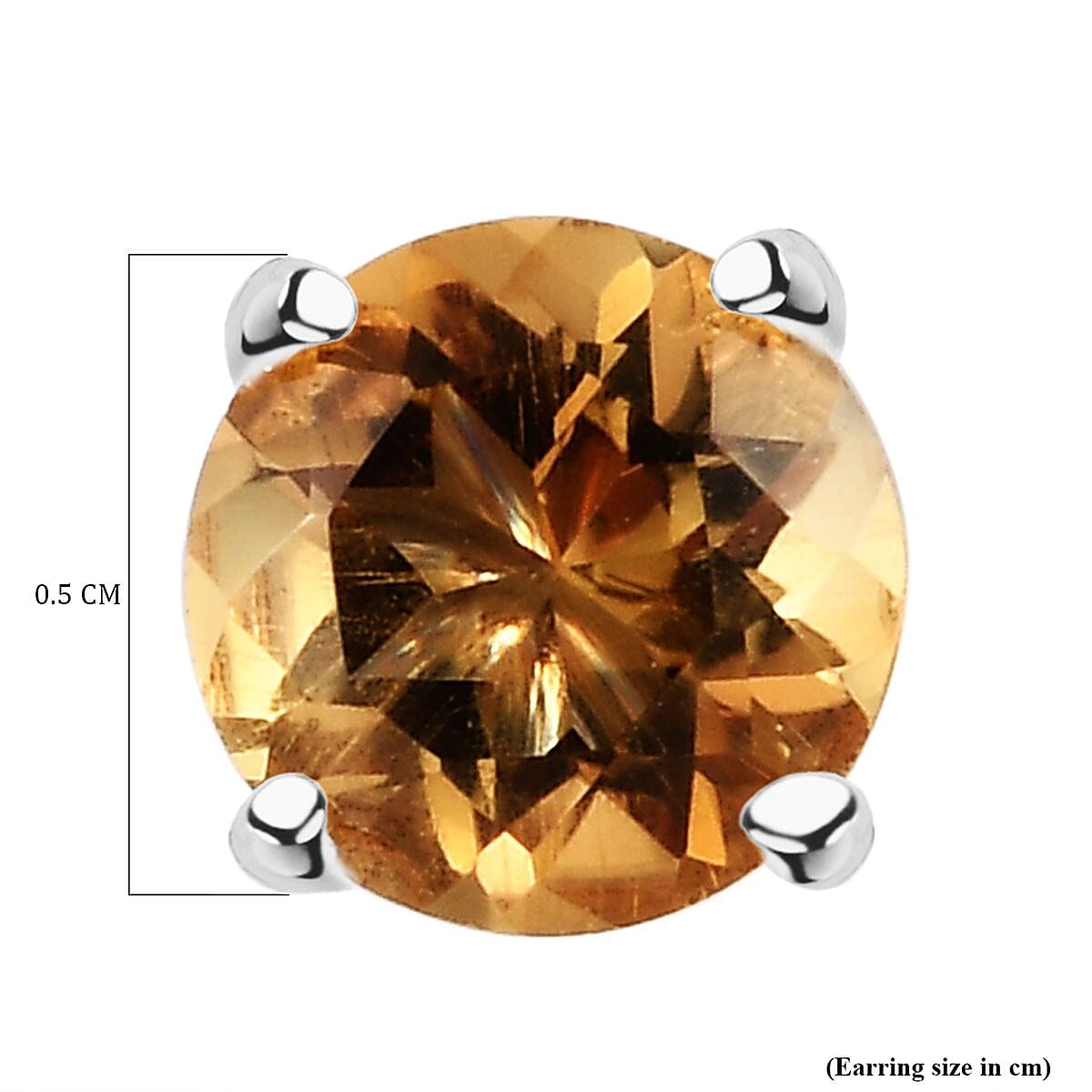 Citrine Stud Earrings in Platinum Overlay Sterling Silver 1.55 Ct.