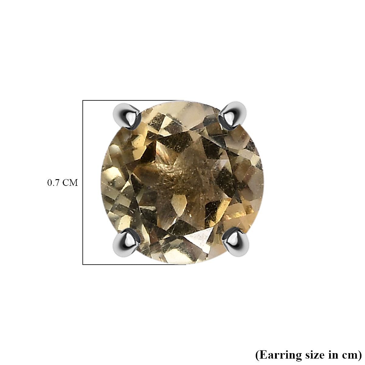 Citrine Stud Earrings in Platinum Overlay Sterling Silver 1.55 Ct.