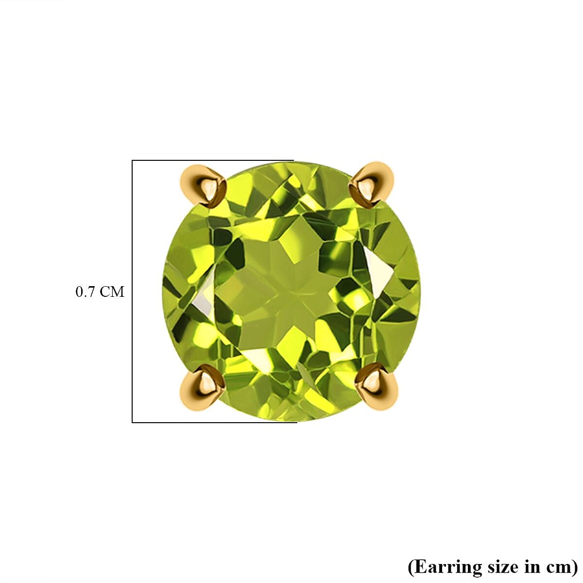 Hebei Peridot Stud Earrings with Push Back in 18K Vermeil Yellow Gold Plated Sterling Silver 1.75 Ct.