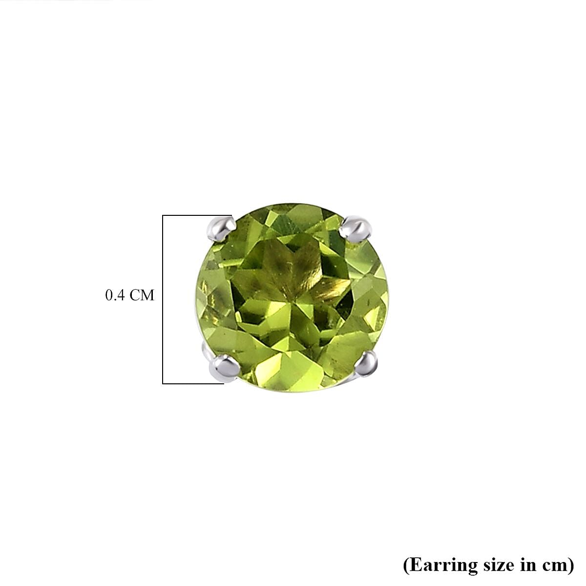 Hebei Peridot Stud Solitaire Earrings in Platinum Overlay Sterling Silver 1.65 Ct.
