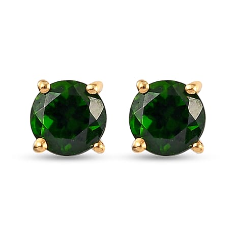 Chrome Diopside Earrings in 18K Yellow Gold Vermeil Plated Sterling Silver 1.16 Ct