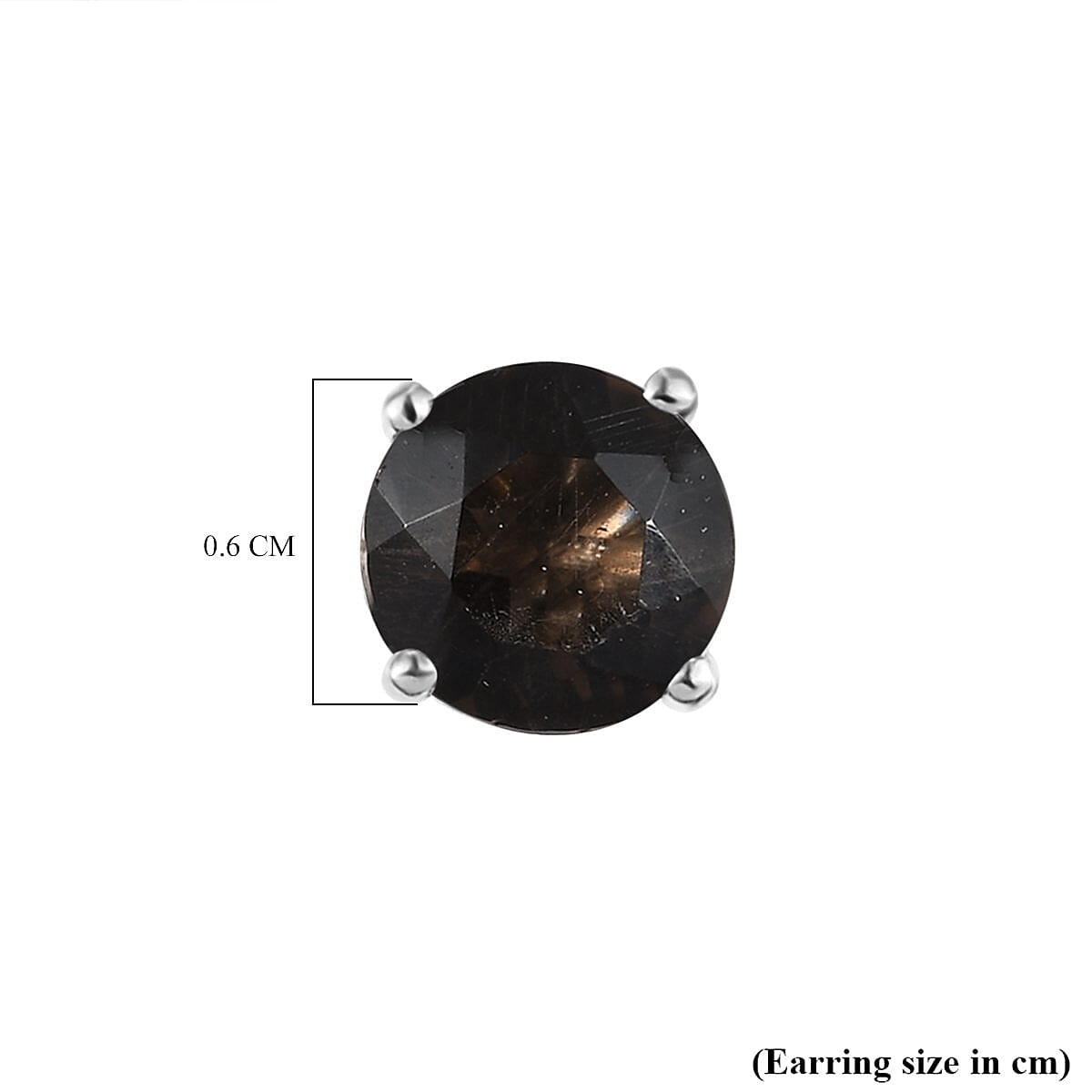 Smoky Quartz Stud Earrings in Platinum Overlay Sterling Silver 1.58 Ct.