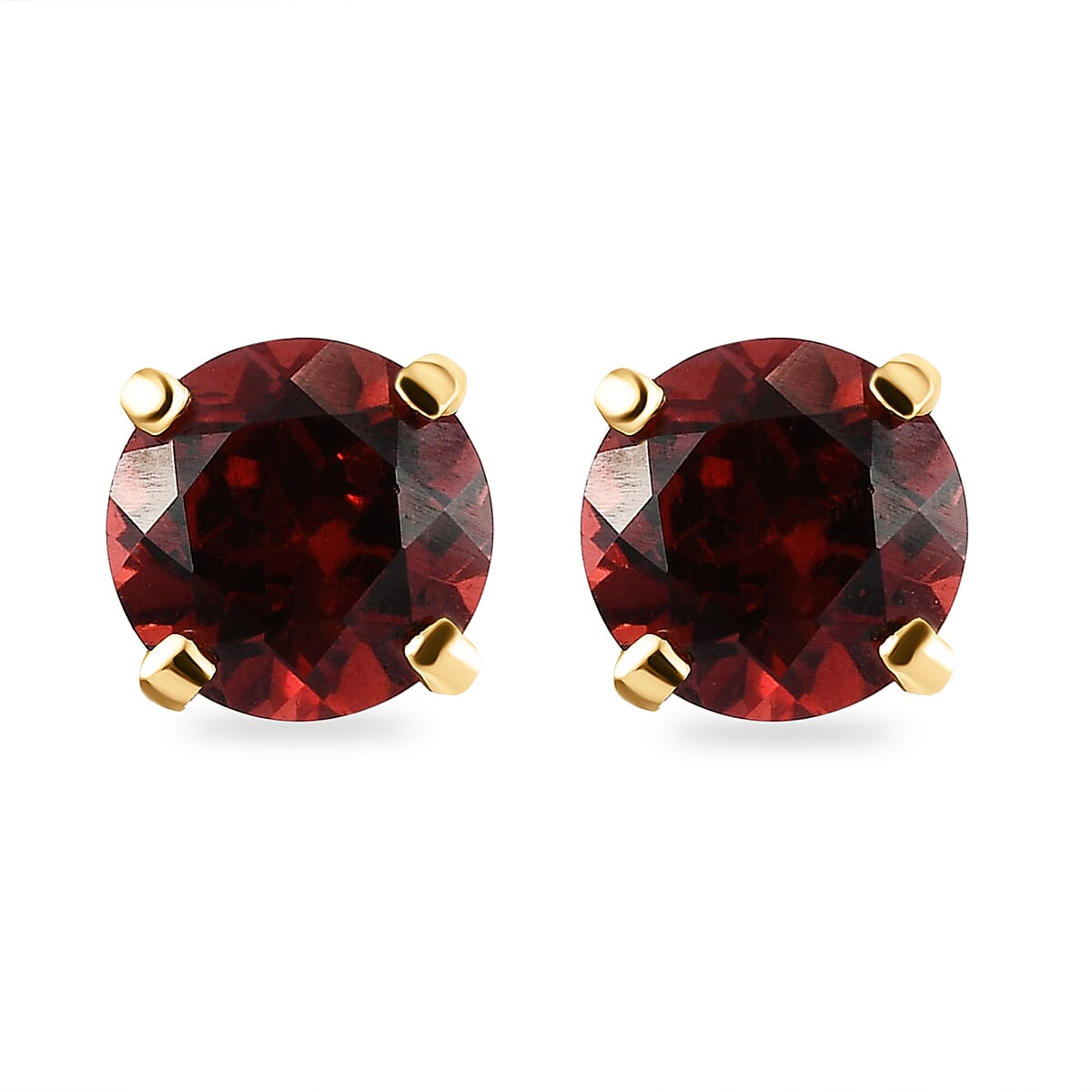 Mozambique Garnet Stud Earrings (with Push Back) in 18K Yellow Gold Vermeil Plated Sterling Silver 2 Ct.