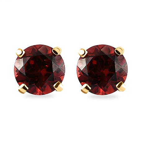 Mozambique Garnet Stud Earrings (with Push Back) in 18K Yellow Gold Vermeil Plated Sterling Silver 2 Ct.