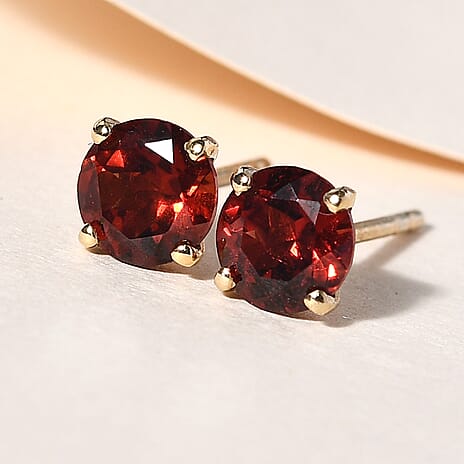 Mozambique Garnet Stud Earrings (with Push Back) in 18K Yellow Gold Vermeil Plated Sterling Silver 2 Ct.