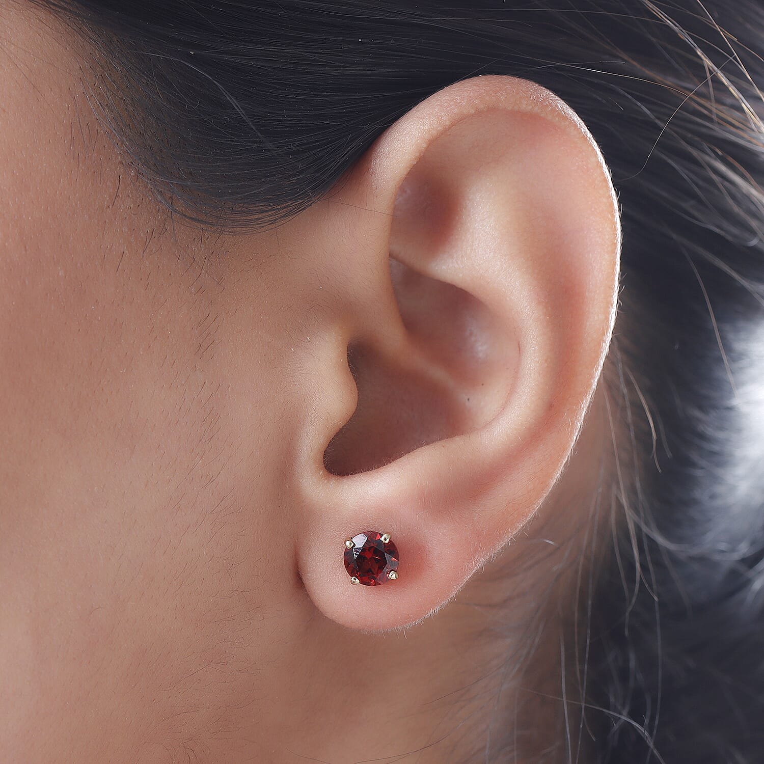 Mozambique Garnet Stud Earrings (with Push Back) in 18K Yellow Gold Vermeil Plated Sterling Silver 2 Ct.