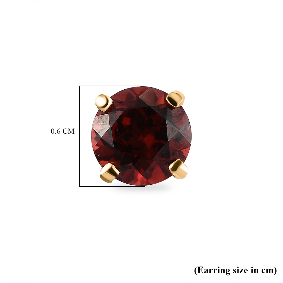 Mozambique Garnet Stud Earrings (with Push Back) in 18K Yellow Gold Vermeil Plated Sterling Silver 2 Ct.