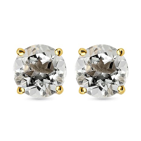 Prasiolite Stud Earrings in 18K Vermeil Yellow Gold Plated Sterling Silver 1.64 Ct.