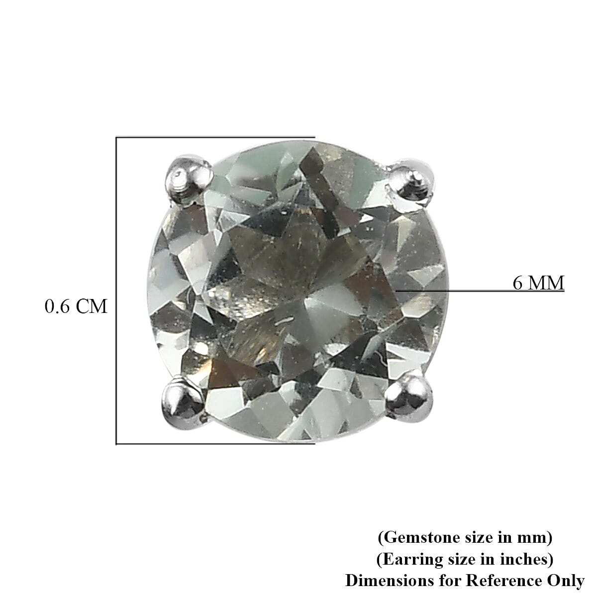 Prasiolite Solitaire Stud Earrings with Push Back in Platinum Overlay Sterling Silver 1.60 Ct.