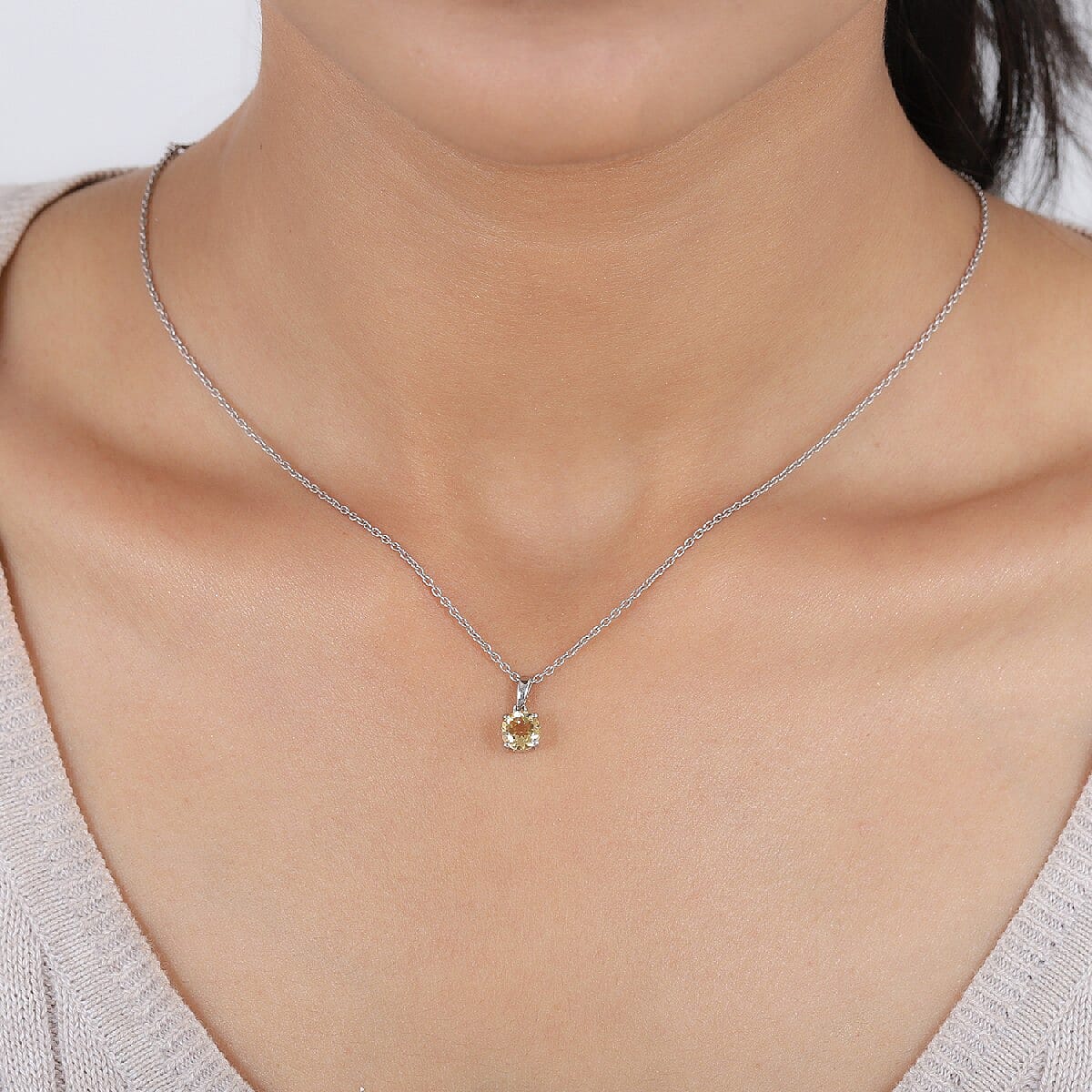 Citrine Pendant in Platinum Overlay Sterling Silver 0.760 Ct.