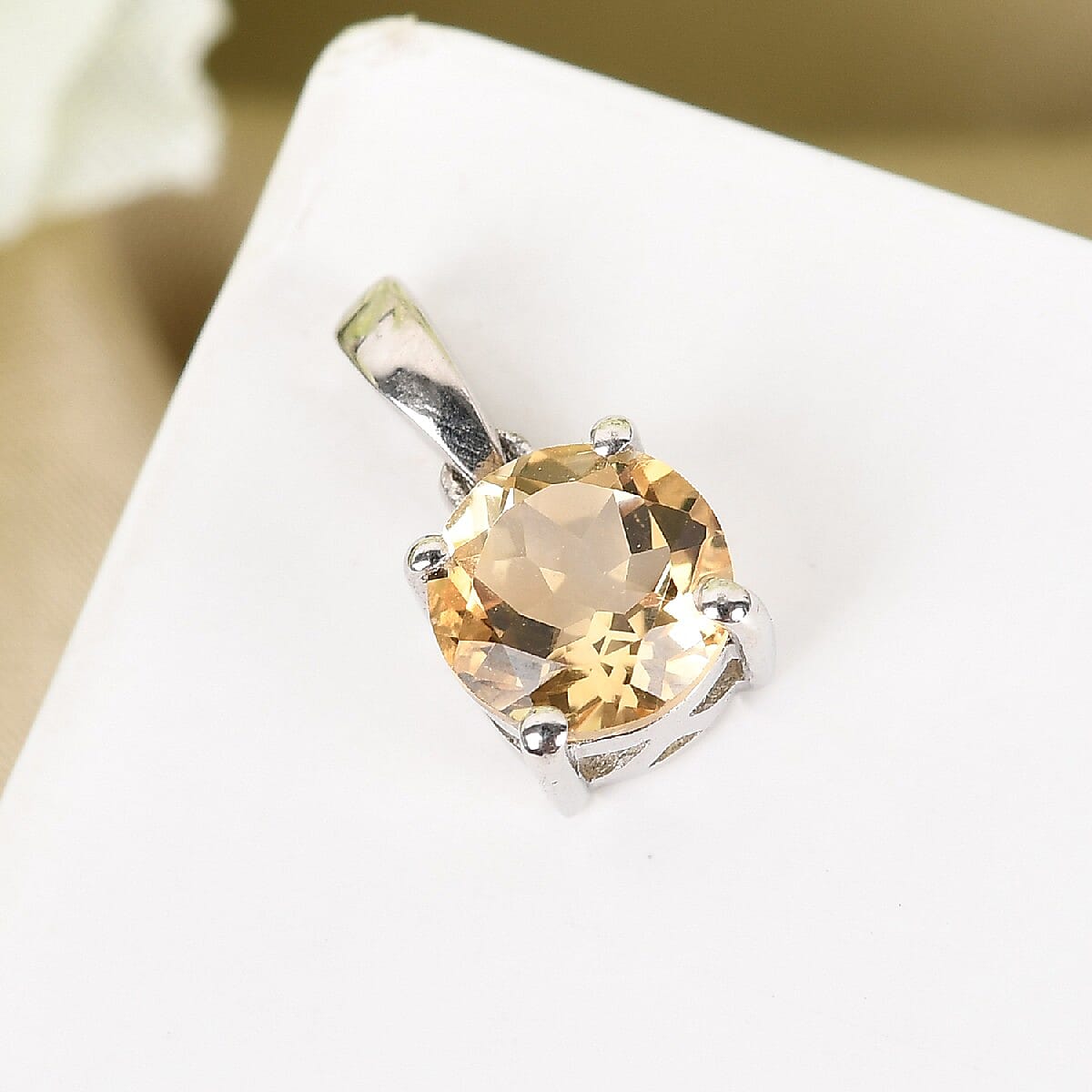 Citrine Pendant in Platinum Overlay Sterling Silver 0.760 Ct.