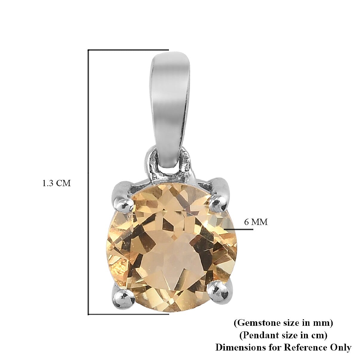 Citrine Pendant in Platinum Overlay Sterling Silver 0.760 Ct.