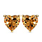 Citrine Heart Stud Earrings in 18K Vermeil Yellow Gold Plated Sterling Silver 1.31 Ct.