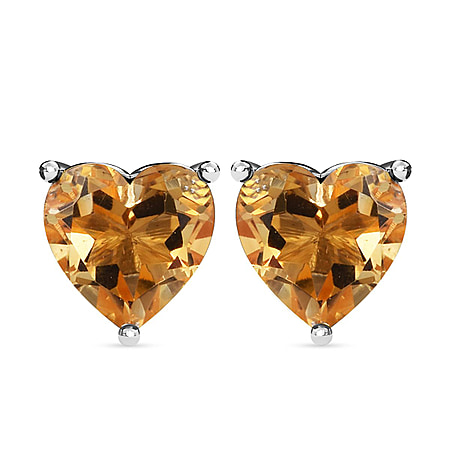0.97 Ct. Citrine Solitaire Earrings in Platinum Plated Sterling Silver