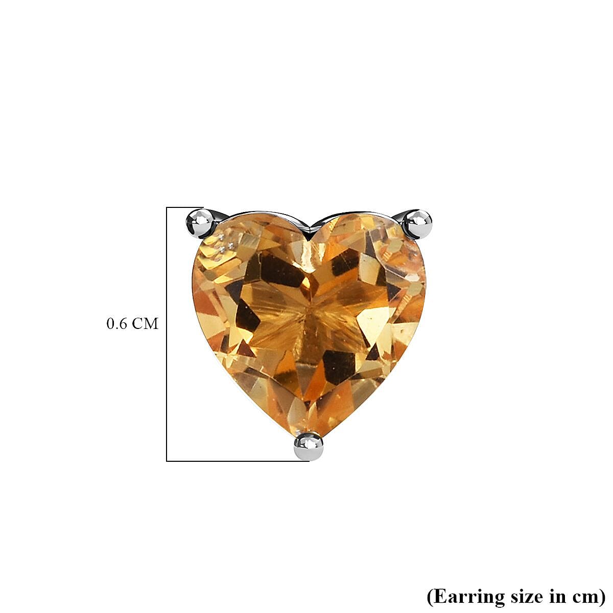 Citrine Heart Stud Earrings in Platinum Overlay Sterling Silver 1.35 Ct.