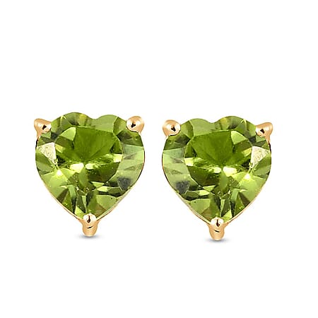 Hebei Peridot Solitaire Heart Stud Earrings in 18K Vermeil Yellow Gold Plated Sterling Silver Hebei Peridot Solitaire Heart Stud Earrings in 18K Vermeil Yellow Gold Plated Sterling Silver