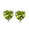 1.28 Peridot Heart Solitaire Earrings in Platinum Plated Sterling Silver
