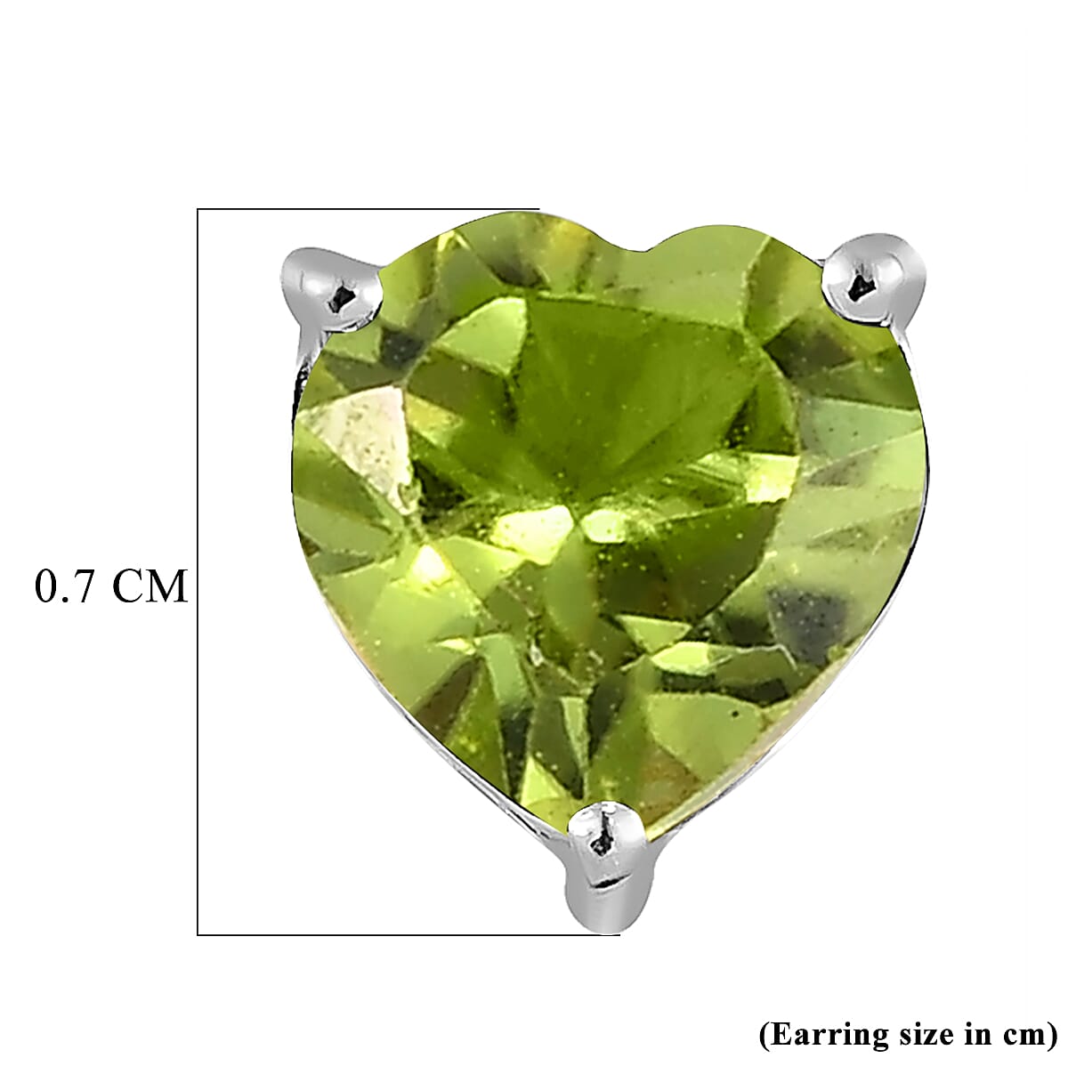 1.28 Peridot Heart Solitaire Earrings in Platinum Plated Sterling Silver