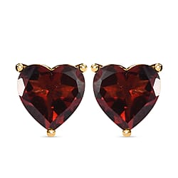 Amethyst Heart Stud Earrings in 18K Yellow Gold Vermeil Plated Sterling Silver