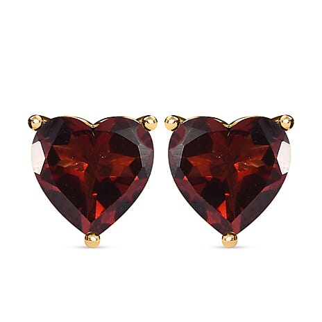 Mozambique Garnet Stud Earrings in 18K Yellow Gold Vermeil Plated Sterling Silver 2.06 Ct.
